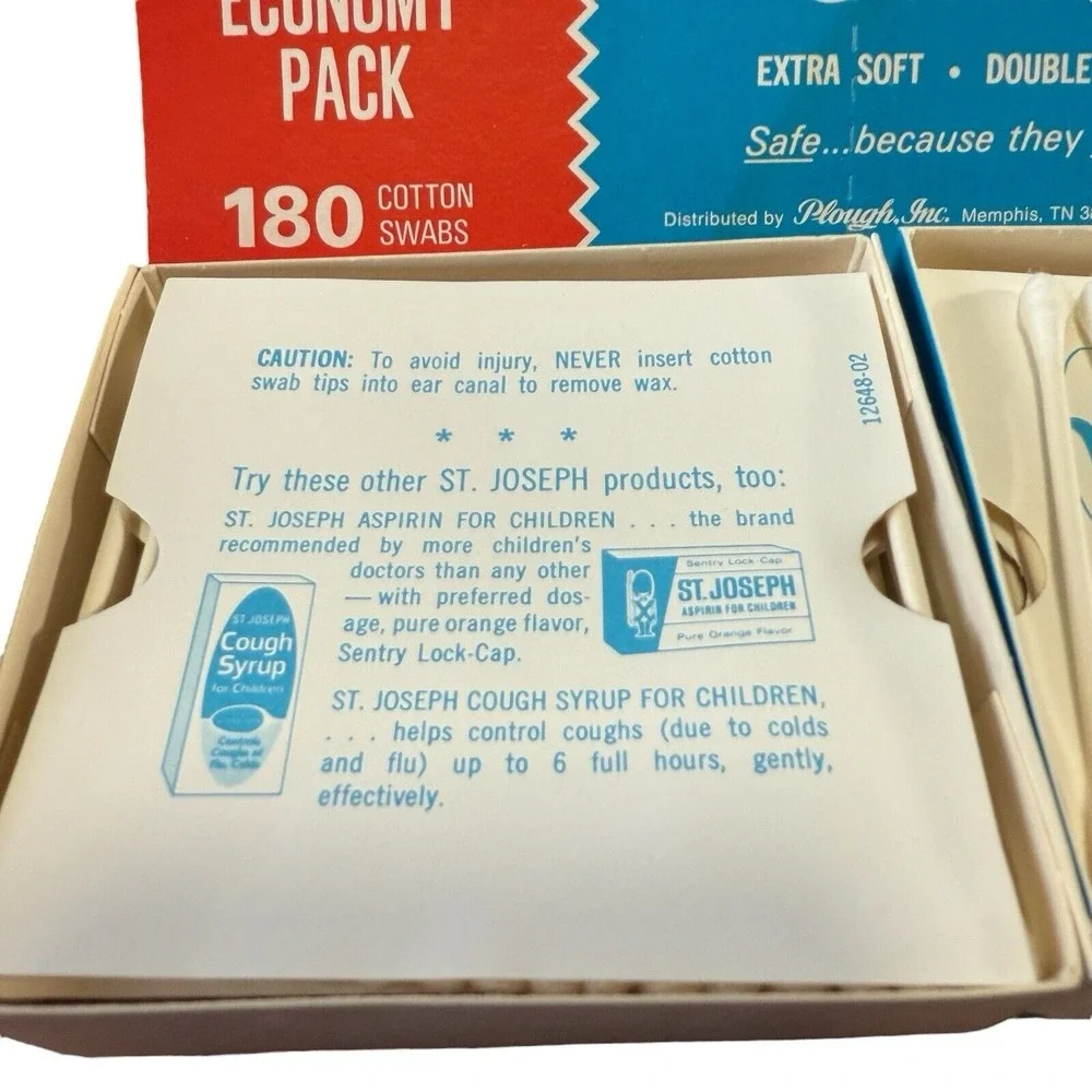 Vintage 70s 80s St Joseph SOFTEES Cotton Swabs Flexible Original Box Almost Full